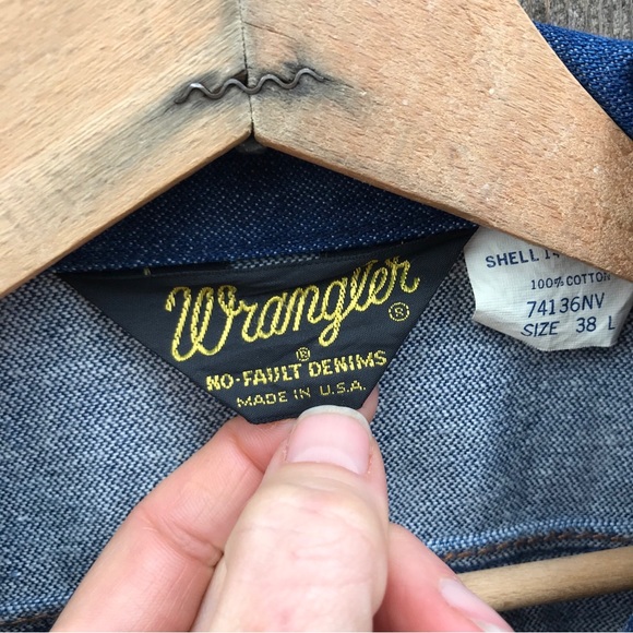 Vintage 70s Wrangler No-Fault Denims Trucker Jacket 38 L 74136NV - Picture 11 of 13